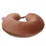 VIAGGI U Shape Round Memory Foam Soft Travel Neck Pillow for Neck Pain Relief Cervical Orthopedic Use Comfortable Neck Rest - Golden Brown